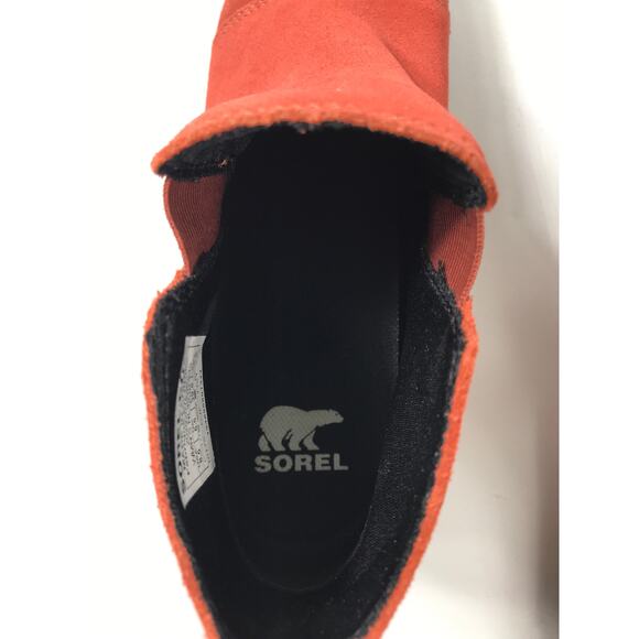 Sorel Evie Ankle Wedge Boot Warp Rust Red Suede Women's 8.5 Pull On Cold Weather - Picture 8 of 9